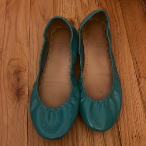 Patton, leather flats, color, teal blue
